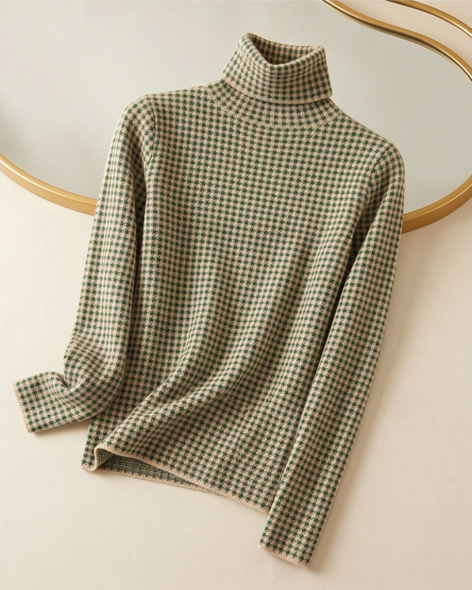 Eleganter Damen-Strickpullover mit hohem Kragen