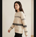 Damen Wollpullover , Strickpullover Norweger Muster Hoher Kragen
