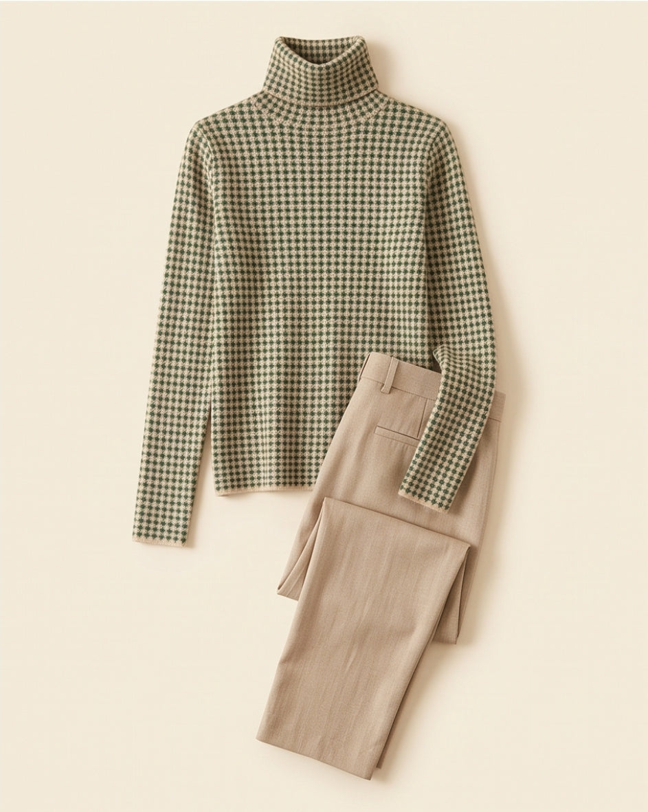 Eleganter Damen-Strickpullover mit hohem Kragen