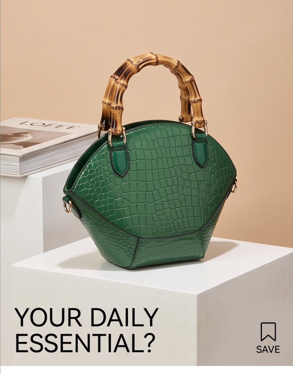 👜 Premium Vintage Bambus-Handtasche für Damen