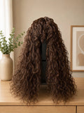 26" Dunkelbraune  Curly Lace Front Perücke 180% Dichte Hitzeresistent