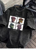 Herren Vintage Style-Baumwolle Tshirt  mit Gorillas Print.