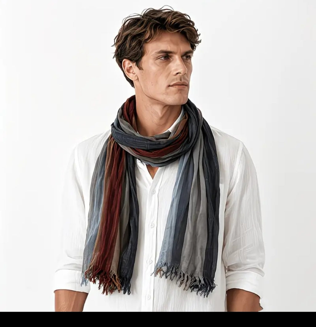 Eleganter Unisex-Schal aus 100 % Baumwolle – Farbblock