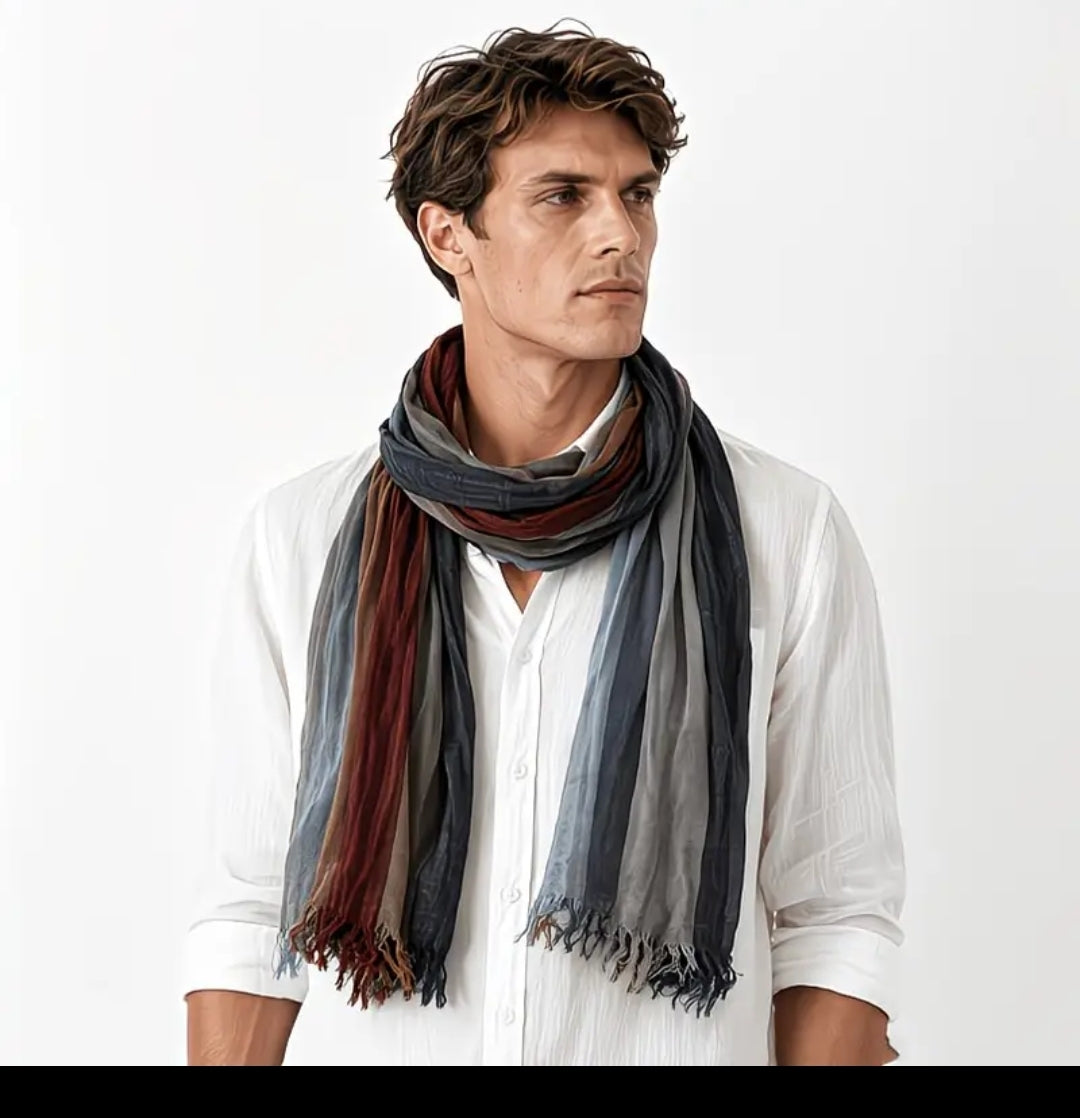 Eleganter Unisex-Schal aus 100 % Baumwolle – Farbblock