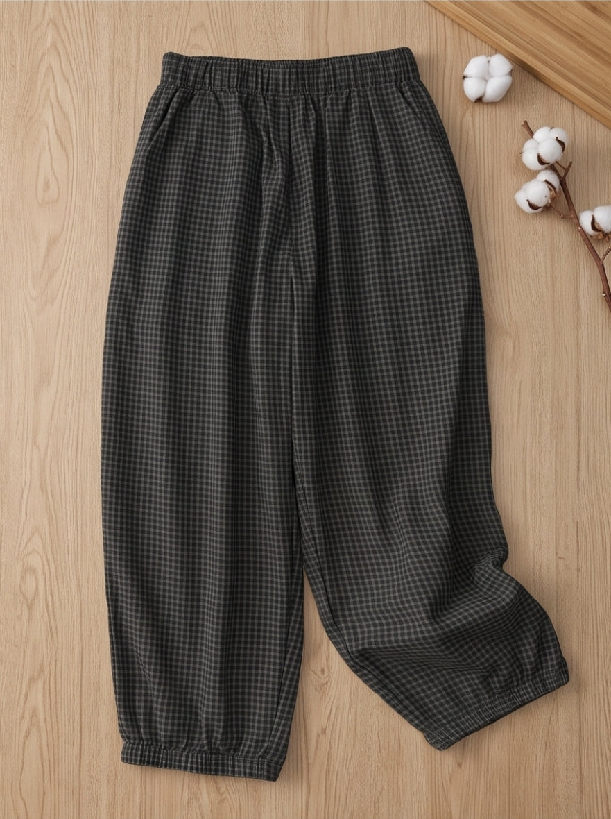 Baumwollstoff Damen – Schwarz-Graues Mini-Karo