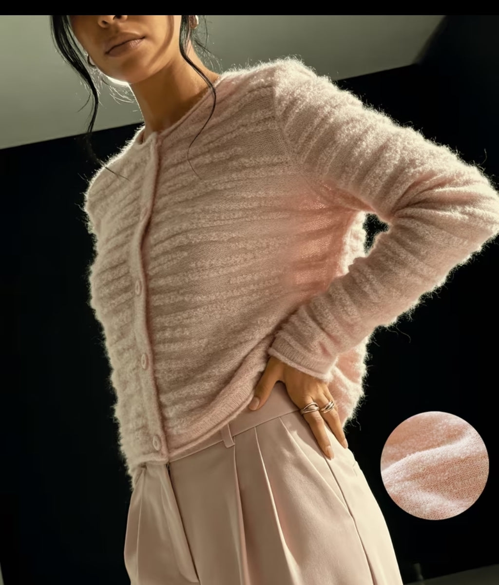Damen flauschige Strickjacke